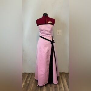 Jessica McClintock Pink Strapless Dress with Black Bow